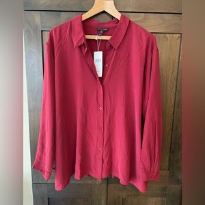 Eileen Fisher Silk Georgette Crepe Classic Collar Shirt